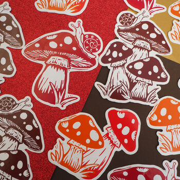 Fairy Tale Mushroom Toadstool Vinyl Sticker, 3 of 6