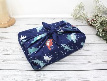 Christmas Furoshiki Fabric Wrap Set Of Three, 7 of 9