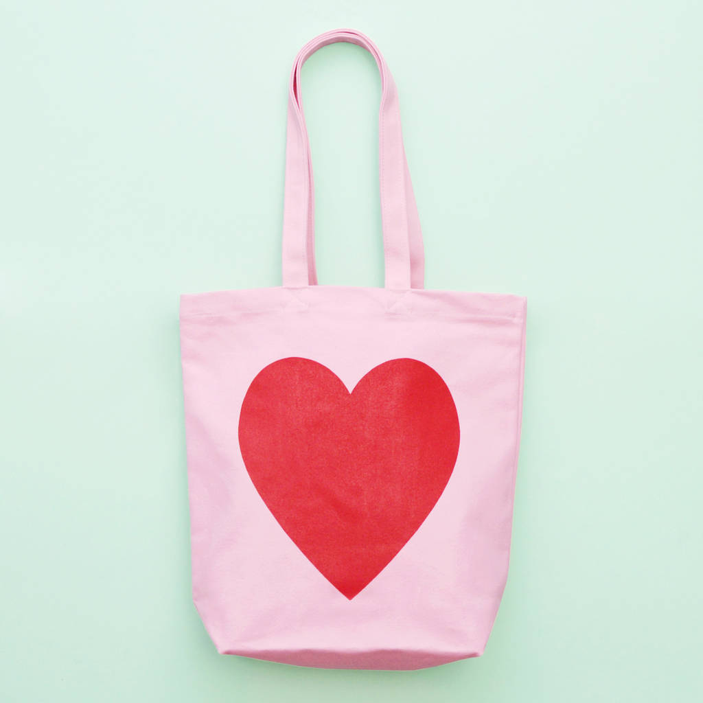 Heart Pink Canvas Tote Bag By Alphabet Bags | notonthehighstreet.com