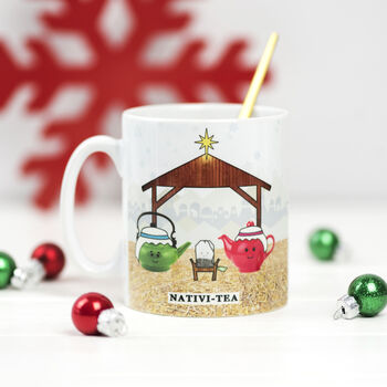 'Nativi Tea' Funny Christmas Mug, 3 of 3