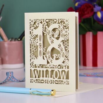 Personalised 18th Birthday Card Papercut Woodland Design, 3 of 6