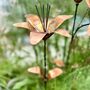 Set Of Two Copper Lily Flower Garden Stakes – Outdoor Garden Art, thumbnail 3 of 6