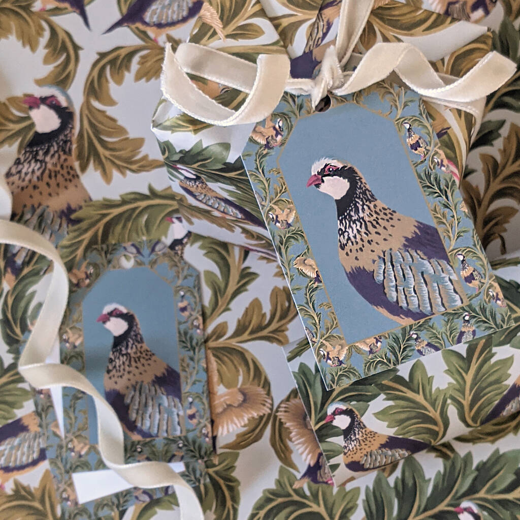 Christmas Wrapping Paper Set Partridge Design By Tuppence Collective ...