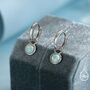 Sterling Silver Dangling Green Opal Hoop Earrings, thumbnail 5 of 12