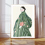 Female Portrait Stripy Coat Art Print, thumbnail 1 of 3