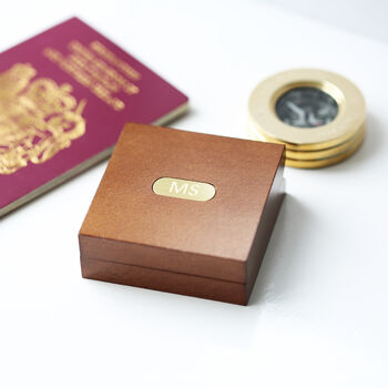 Brass Gold Personalised Compass With Timber Box, 5 of 5