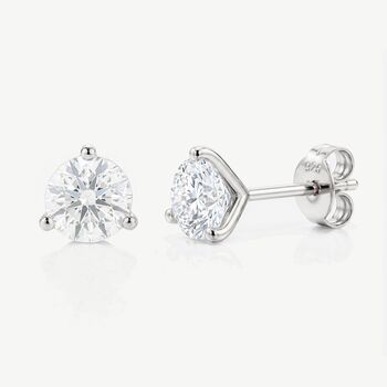 Small Silver Solitaire Diamond Simulant Stud Earrings, 2 of 3