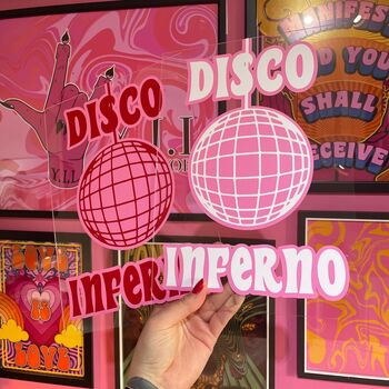 Disco Inferno Clear Acrylic Vinyl Plaque Decor, 3 of 7