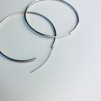 Sterling Silver Sleeper Fastening Hoop Earrings, 2 of 9