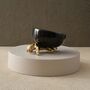 Handmade Black Marble Bowl With Gold Tiger Stand, thumbnail 1 of 4
