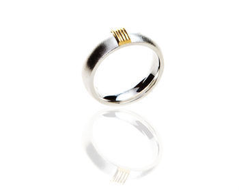 Chunky Silver Ring With Five Gold Strand Detail, 5 of 7