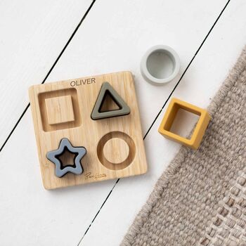 Personalised Wooden Star Silicone Puzzle Toy, 2 of 4