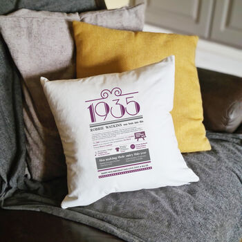 Personalised 90th Birthday Gift 1935 Cushion, 7 of 10