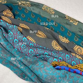 Fair Trade Recycled Sari Hair Neck Scarf Square 55cm, 10 of 12