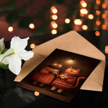 Cute Cats In Cosy Jumpers With Hot Chocolate Valentine's Day Card, 4 of 6