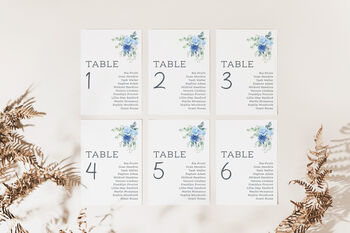 Wedding Seating Plan Cards Blue Floral, 3 of 6