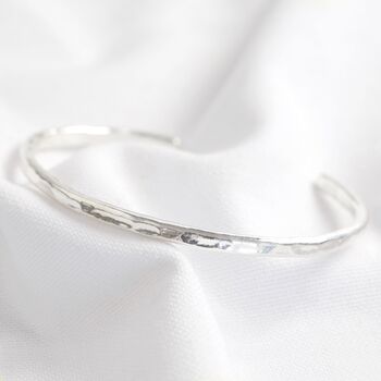 Personalised Hammered Organic Shape Sterling Bangle, 3 of 5