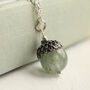 Silver Jade Gemstone Acorn Necklace, thumbnail 2 of 8