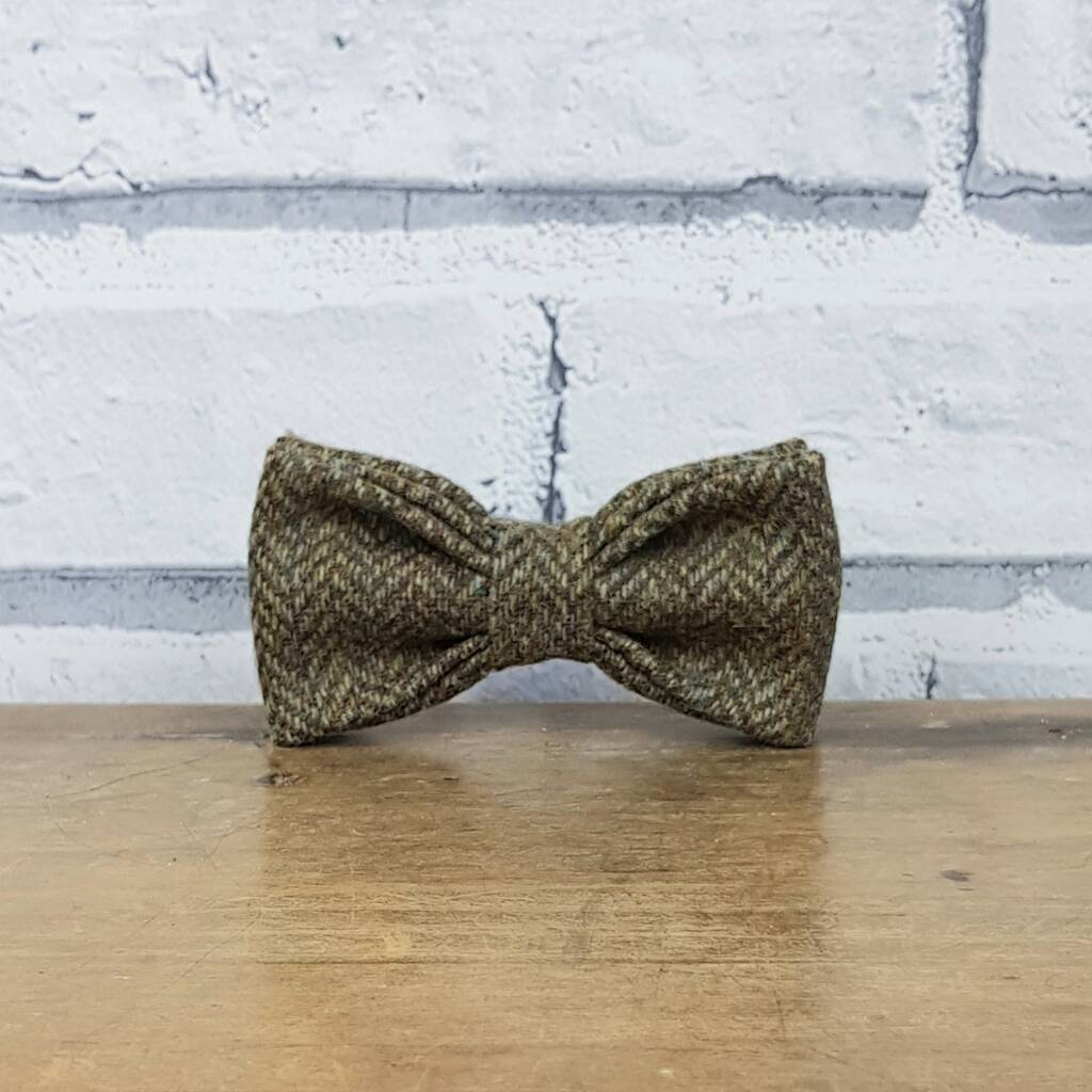 Yorkshire Herringbone Tweed Dog Bow Tie By Moaning Minnie