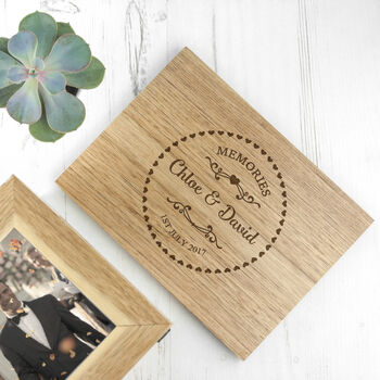 Personalised Couples' Memories Heart Oak Keepsake Box, 5 of 5