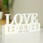 Personalised Wedding Date Wooden Love Ornament, thumbnail 1 of 3