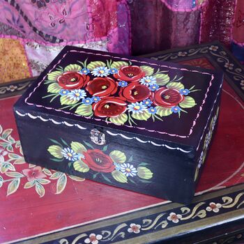 Decorative Canal Roses Painted Wooden Box, 8 of 11