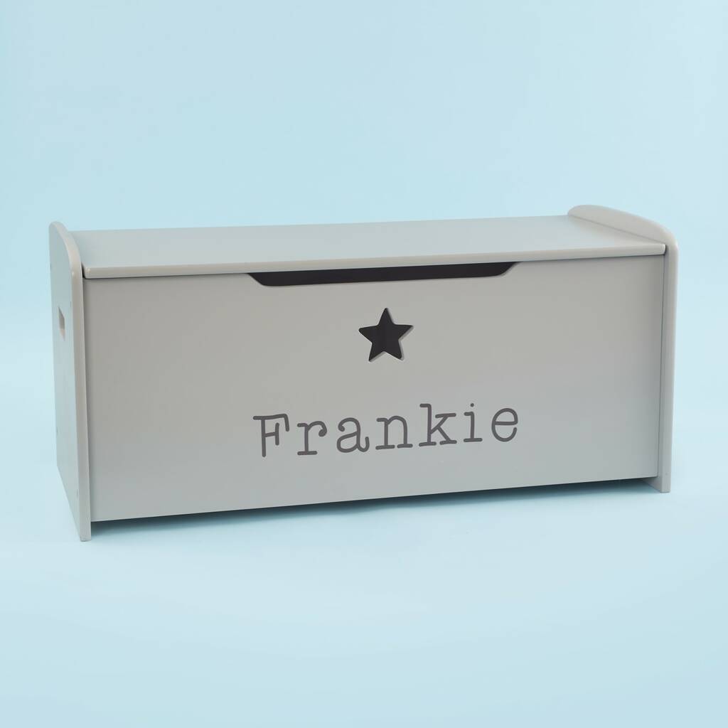 Personalised Large Grey Star Design Toy Box, 1 of 3