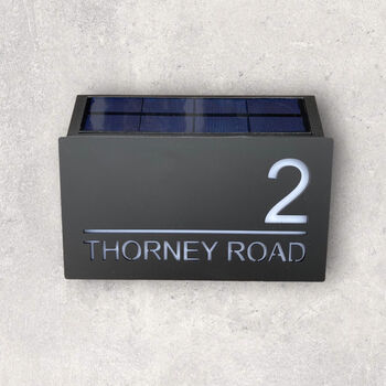 Comtempory Solar Powered Front Door House Sign, 4 of 7