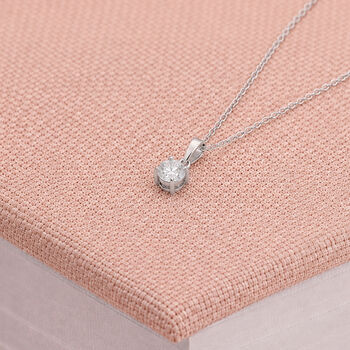 Personalised Sterling Silver Moissanite Diamond Pendant Necklace, 2 of 8