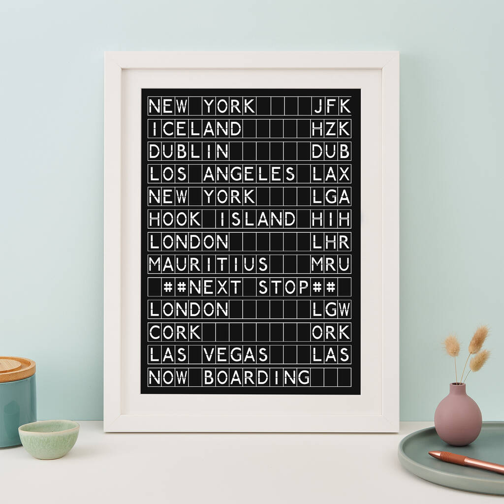 Personalised Airport Destination Board Print, 1 of 8