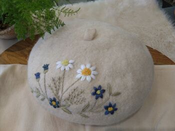 Cream Classic Beret Hat, 5 of 5