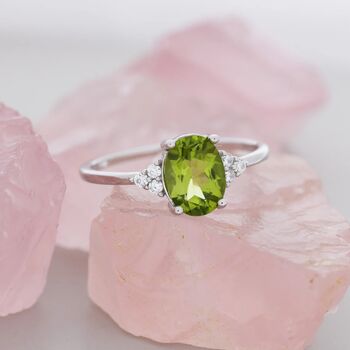 Genuine Peridot Oval Ring, 2 of 12