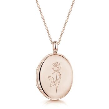 Personalised Flower Locket Necklace 18 K Rose Gold, 7 of 8