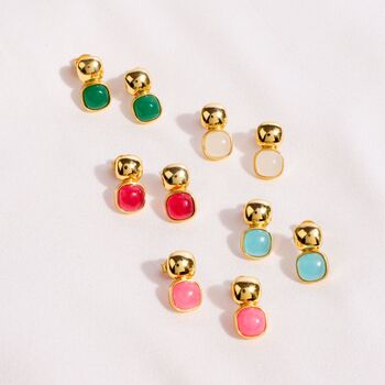 Glossy Gold And Emerald Green Crystal Studs, 4 of 4