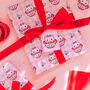 Gingham Teacup Cat Christmas Wrapping Paper Set, thumbnail 1 of 2