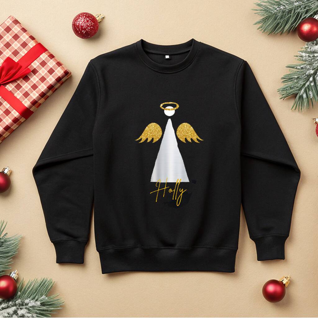 Kids Personalised Angel Christmas Sweatshirt, 1 of 4