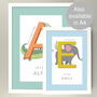 Personalised Animal Alphabet A4 White Framed Print, thumbnail 5 of 12