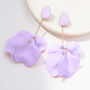 Lilac Hand Painted Large Petal Drop Earrings, thumbnail 1 of 3