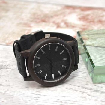 Personalised Wrist Watch Wooden Dark Wood, 2 of 4