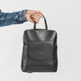 Square Top Classic Black Leather Rucksack, thumbnail 1 of 8
