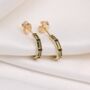 9ct Solid Gold 12 Birthstone Cz Baguette Hoop Earrings, thumbnail 6 of 8