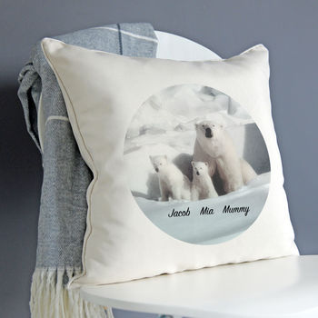 Personalised Polar Bear Family Cushion, 2 of 2