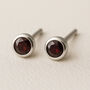 Sterling Silver January Garnet Birthstone Stud Earrings, thumbnail 1 of 4