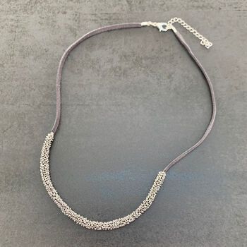 Grey Leather Trim Necklace And Bracelet Set, 6 of 10