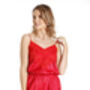 Red Satin Teddy Playsuit With Lace, thumbnail 1 of 4