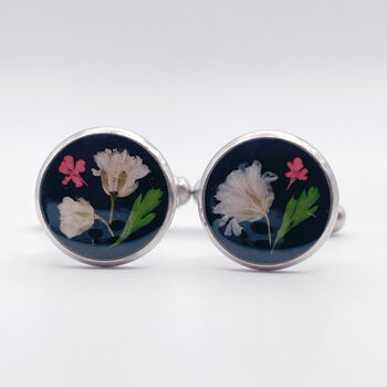 Cufflinks Real Flowers Leaves Hand Made 12mm, 2 of 11