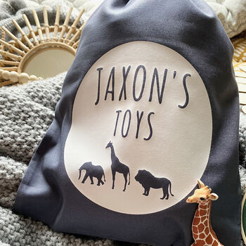 Personalised Safari Animals Toy Storage Bag, 5 of 7