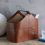 Buckled Handle Leather Magazine Basket, thumbnail 1 of 3