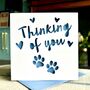 Paws Thinking Of You Pet Loss Card, thumbnail 2 of 4