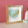 Map Heart Wall Art Gold Framed Personalised Print, thumbnail 3 of 3